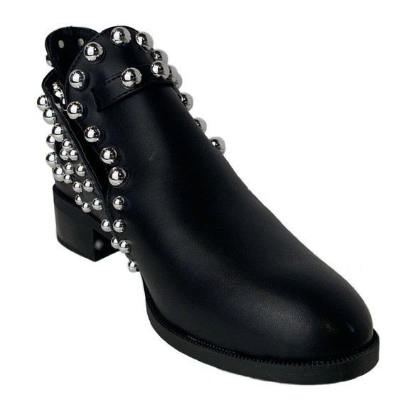 Fersini Italian Leather Ankle Boots Black Studded Booties Cutout Women's 9.5 - Picture 12 of 12